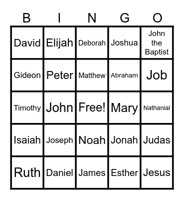 Bible Bingo Card