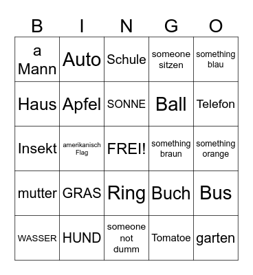 outside cognate Bingo Card