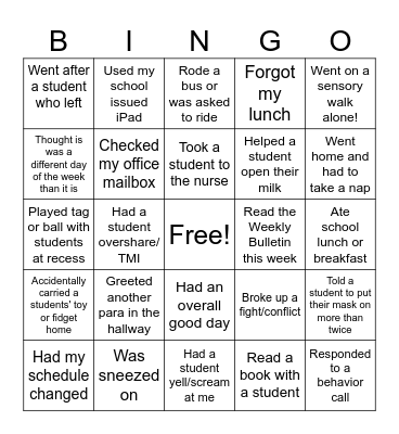 Spring Para Bingo Card