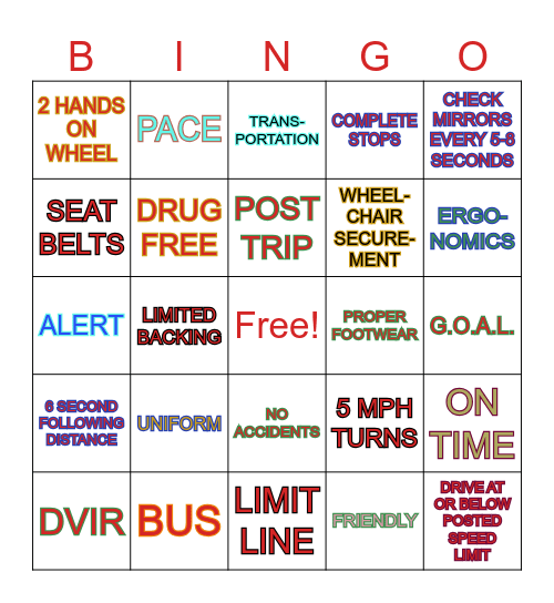 SAFETY Bingo Card