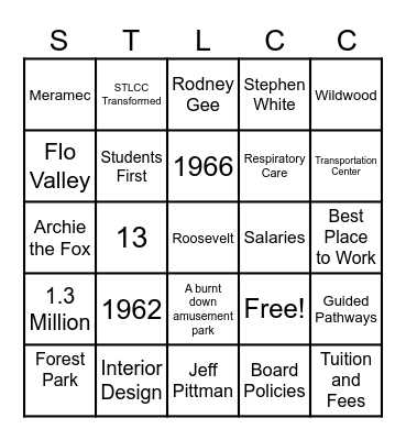 STLCC Bingo Card