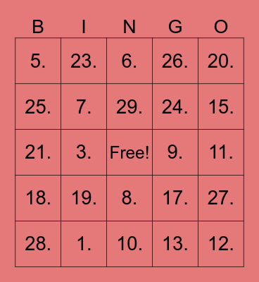 Facts about Africa Bingo Card