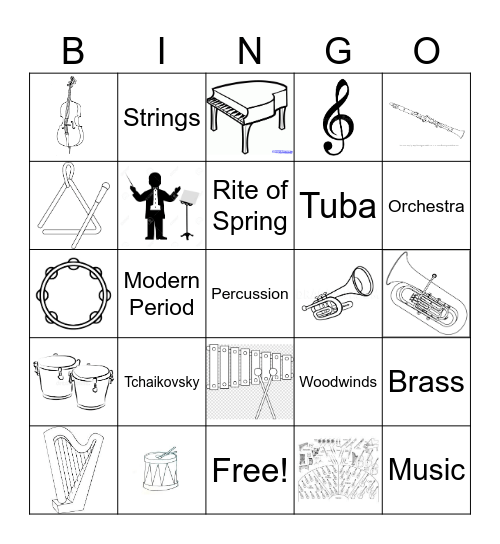 Orchestra Bingo Card