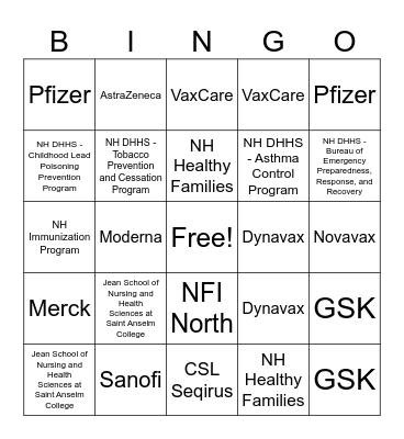 2024 Immunization Conference Bingo Card