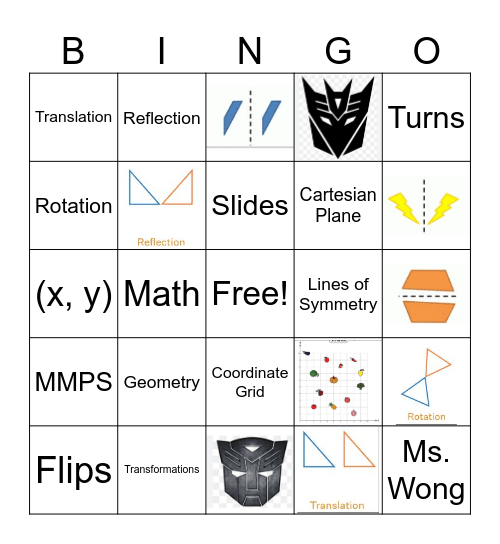 Transformational Geometry Bingo Card