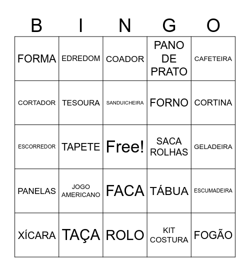 CHÁ DA VANESSA Bingo Card