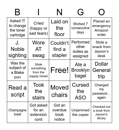 Alliance Education Bingo Card