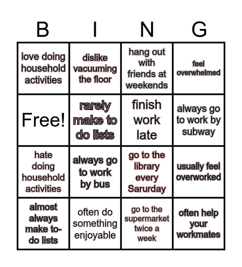 A2- Card 4- Vocabulary Review Bingo Card