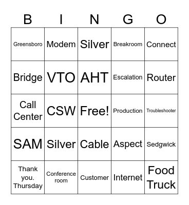 Spectrum Silver Awards Bingo Card