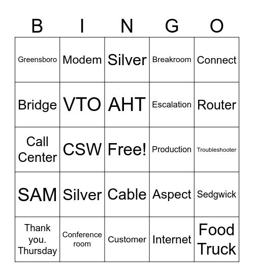 Spectrum Silver Awards Bingo Card