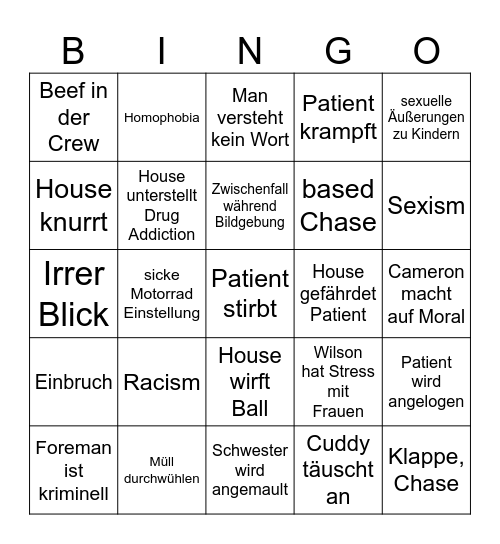 House Bingo Card