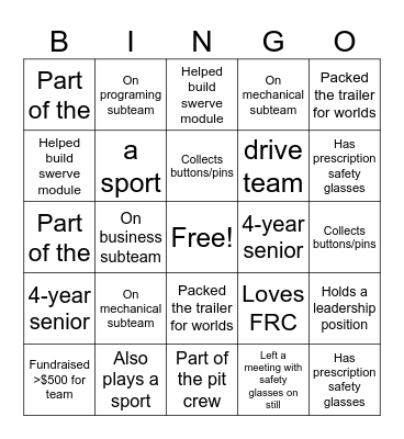 FRC Bingo Card