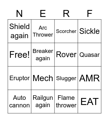 What gets nerfed next? Bingo Card