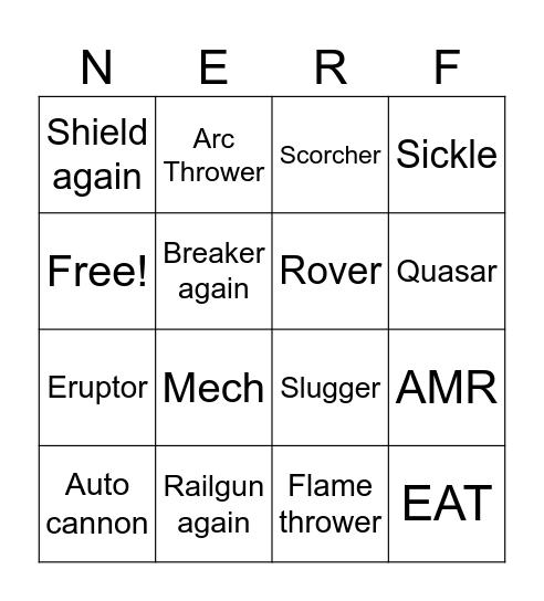 What gets nerfed next? Bingo Card