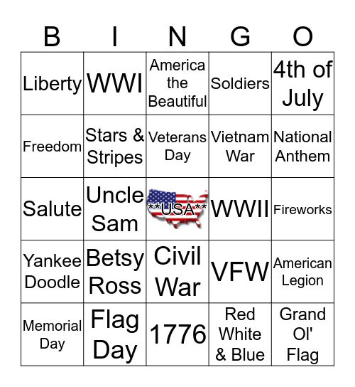 Patriotic Bingo Card