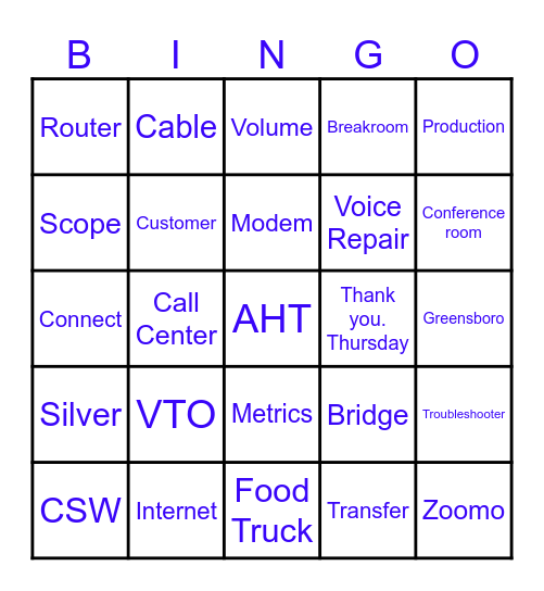 Spectrum Silver Awards Bingo Card