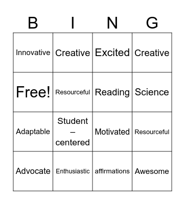 Teacher Appreciation Bingo Card