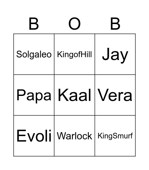 Bobbie Demotion Bingo Card