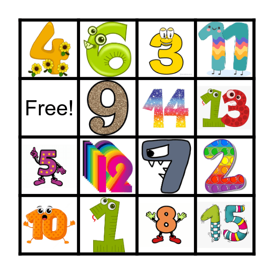 Numbers BINGO Card