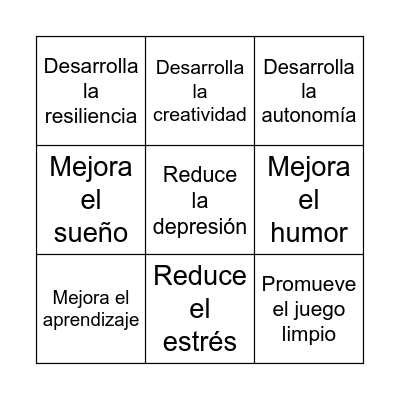 Actividad física y Salud Mental Bingo Card