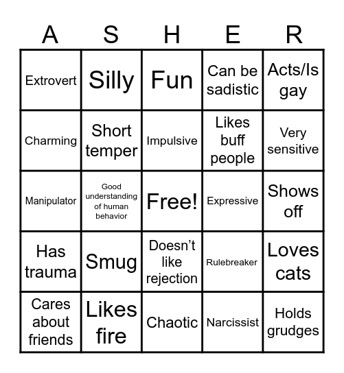 Ashergo Bingo Card