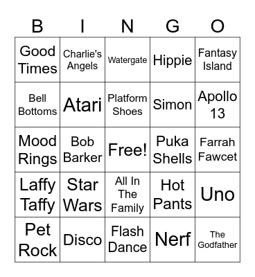Dynamite 70s Bingo Card