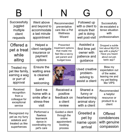 Client Service Representative Week! Bingo Card