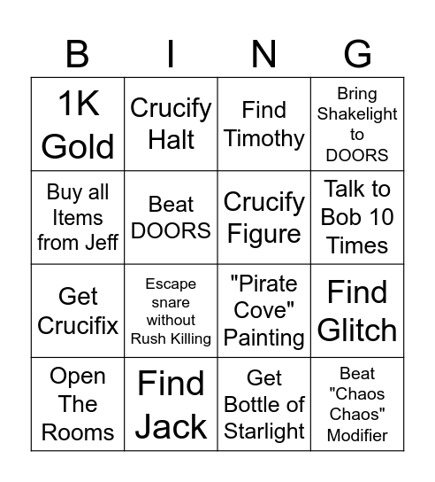 DOORS Bingo Card