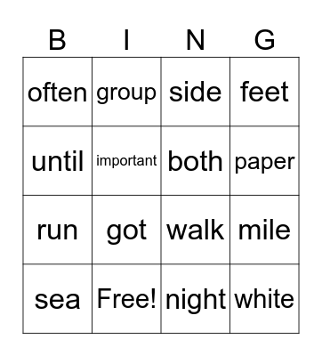 MCW List 20 Bingo Card