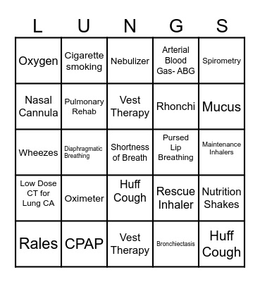 COPD BINGO Card