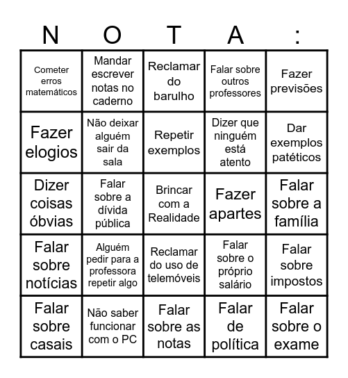 Economia Bingo Card