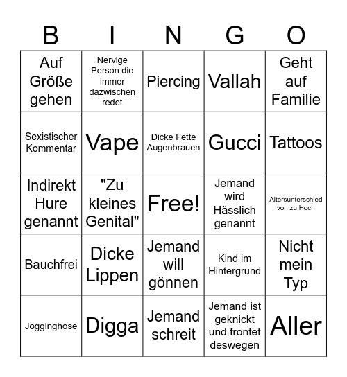 Frankfurt tinder Bingo Card