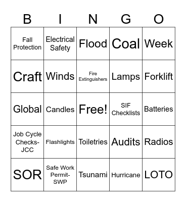 Global EHS Week Bingo Card