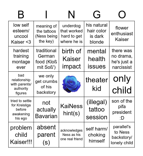 Michael Kaiser's backstory Bingo Card