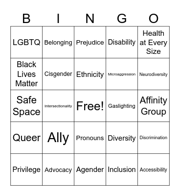 DEI&B Bingo Card