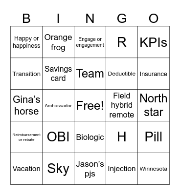 Ambassador Bingo Card