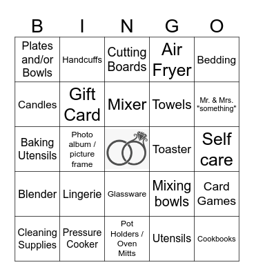 Bridal Shower Bingo Card