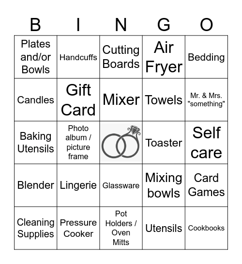 Bridal Shower Bingo Card