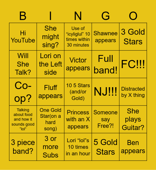 Lori Bingo v2.0 Bingo Card