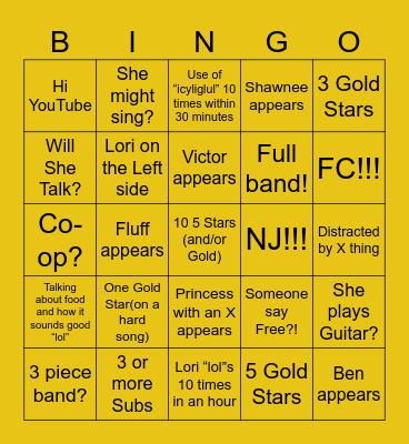 Lori Bingo v2.0 Bingo Card