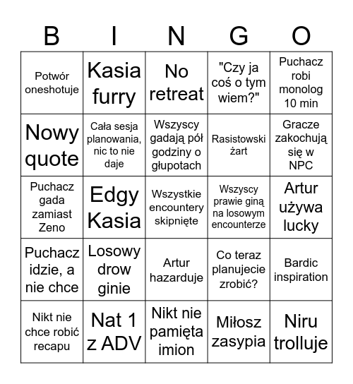 DND Bingo Card