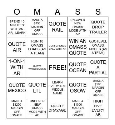OMASS BINGO CHALLENGE Bingo Card
