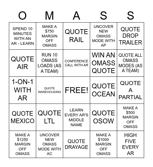 OMASS BINGO CHALLENGE Bingo Card
