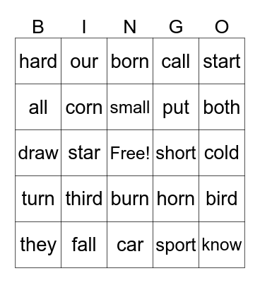 Superkids Unit 13 Bingo Card