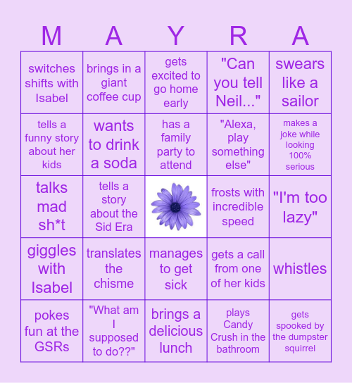 Mayra Bingo Card