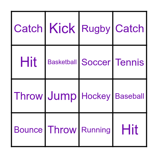 Sports I play! Bingo Card