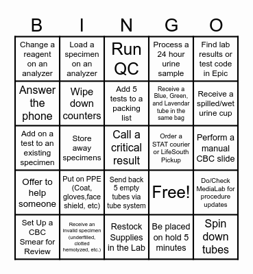 Medical Lab Professionals Week 2024 Bingo Card