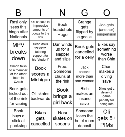 Bikes Go Bingo Card