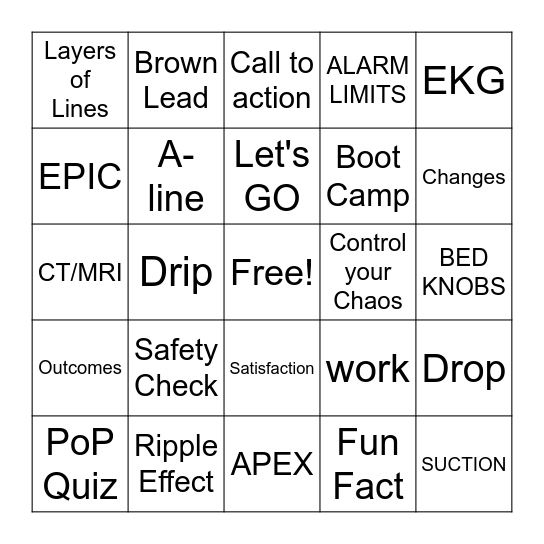 Back to Basics Bingo Card