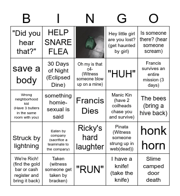 Lethal Bingo Card